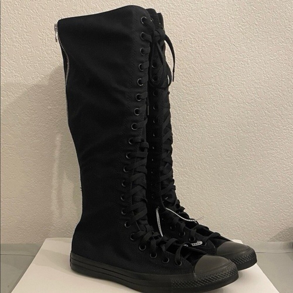 Converse Chuck Taylor All-Star XX-Hi Knee High Lace-Up Boots - Black Monochrome